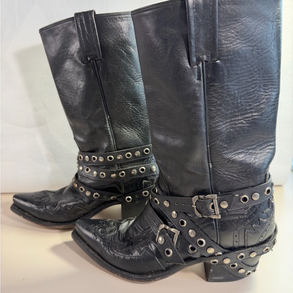 Vintage Code West Biker Style Cowboy Boots Black Women Size 9 - Picture 4 of 8